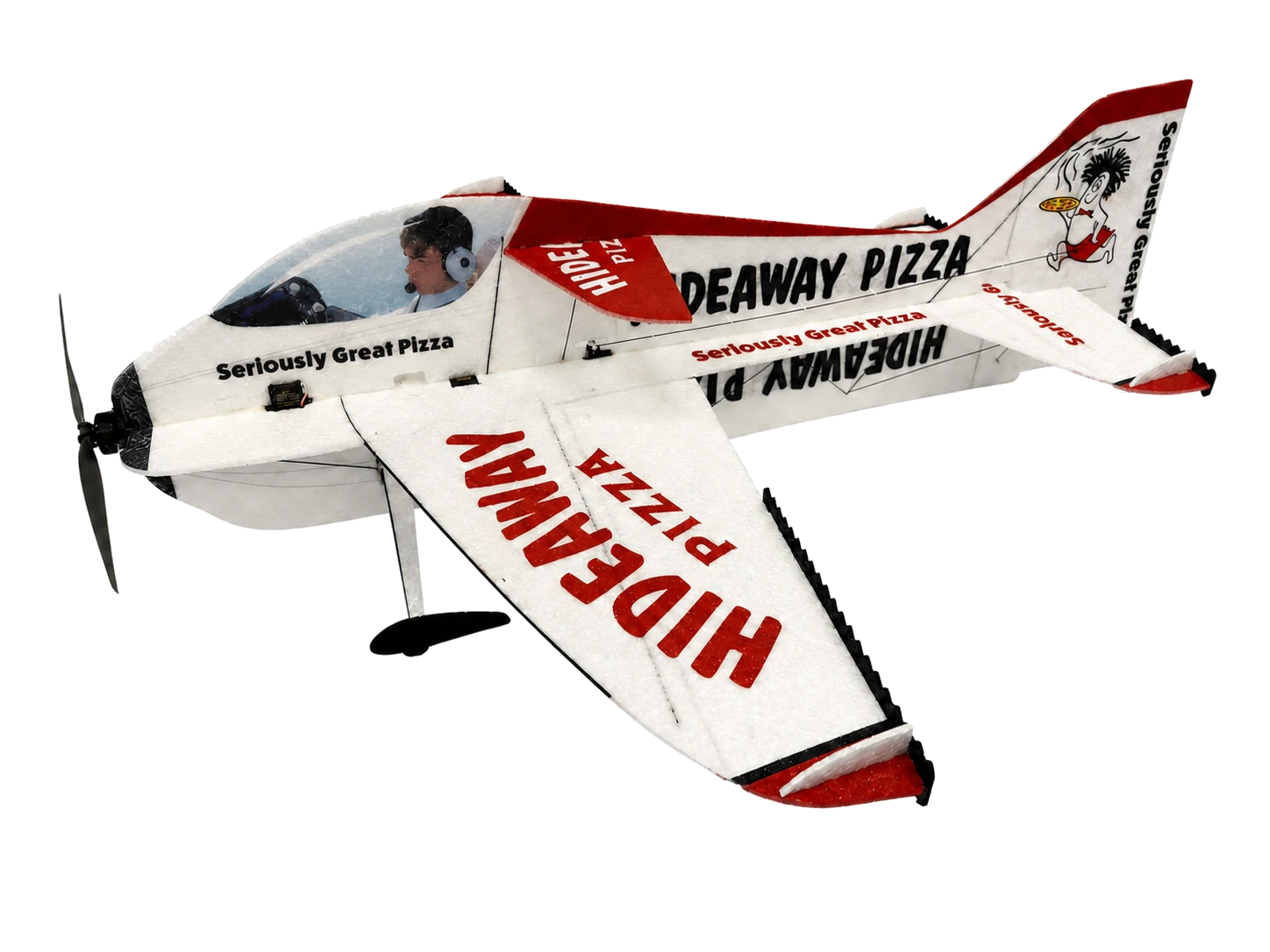 Close view of the RC Factory Synergy aircraft and its control surfaces
